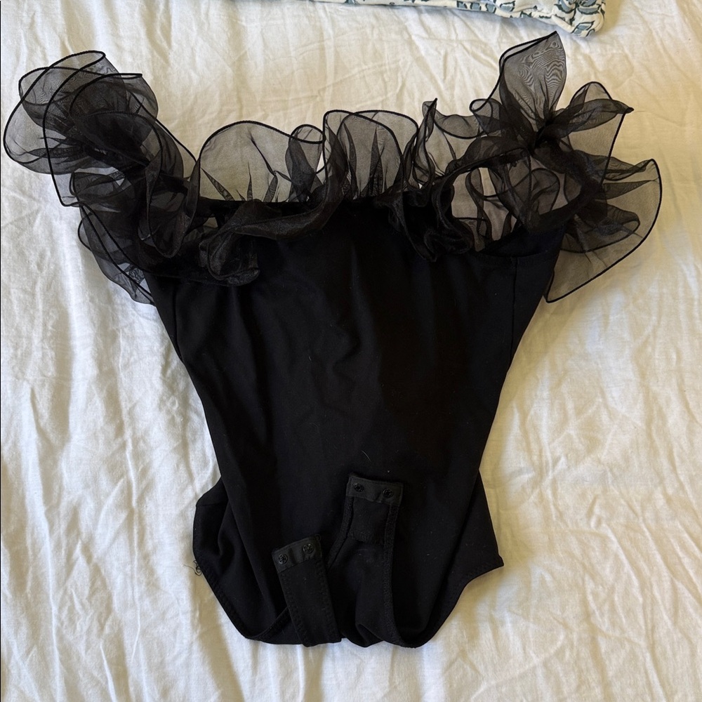 Black Ruffled Body Suit